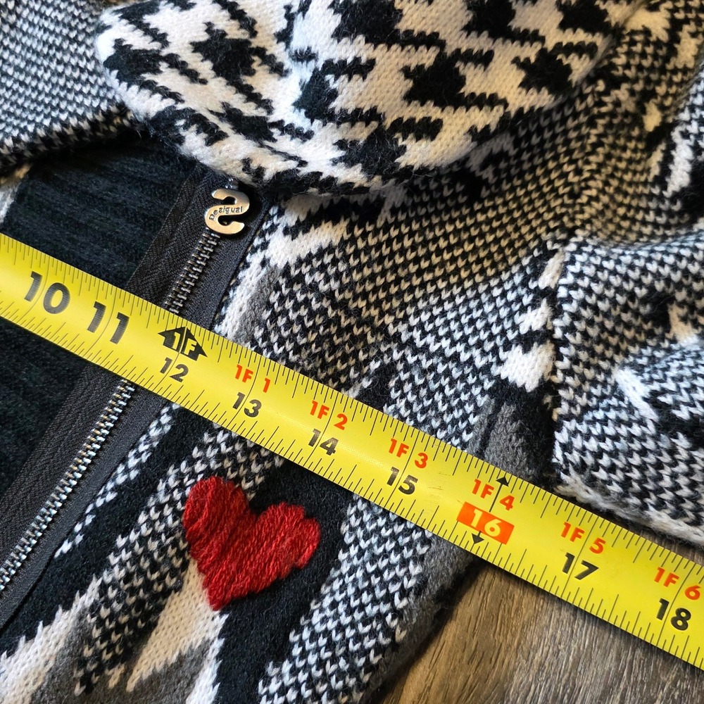 Desigual Womens Susana Mixed Pattern Zip Shawl Collar Cardigan S Heart - Picture 6 of 13